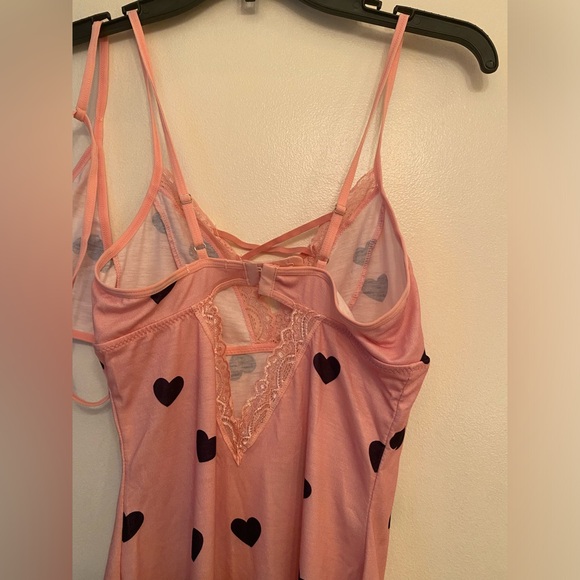XS Pink Heart Lace Lingerie Dress With Matching Thong - Picture 8 of 10